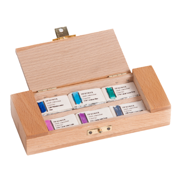 Watercolour 6 wholepan wooden Tray open