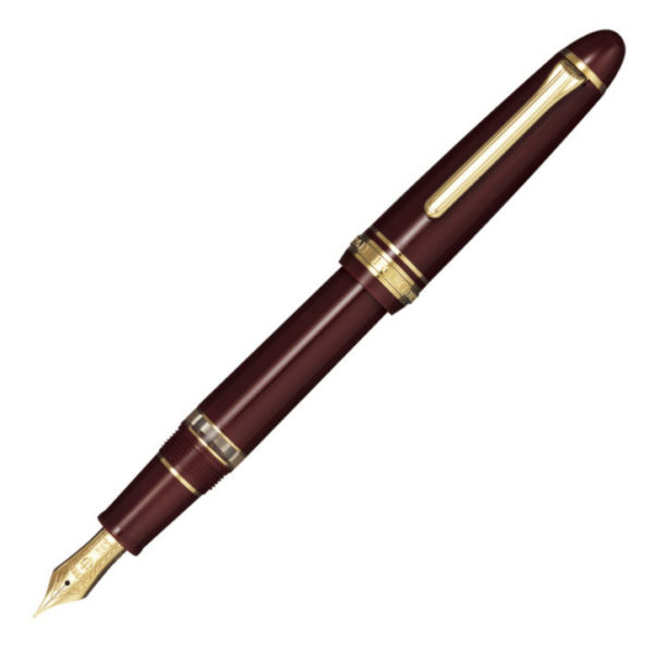 Sailor Realo Maroon Silver Trim Fountain Pen Open