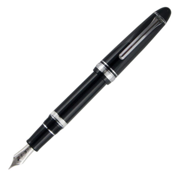 Sailor Realo Black Silver Trim Fountain Pen Open