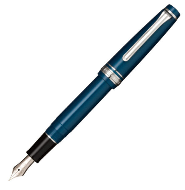 Sailor Professional Gear Slim Metallic Blue Silver Trim Fountain Pen