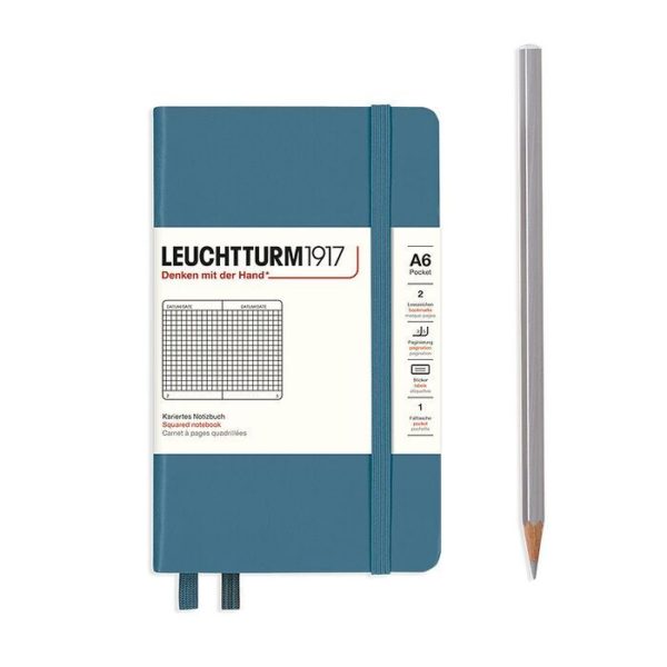 Leuchtturm A6 Stone Blue Squares
