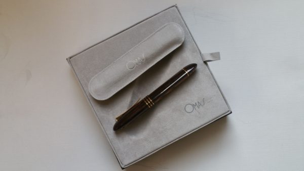 Omas 360 Arco Celluloid Rollerball - box and slip-case