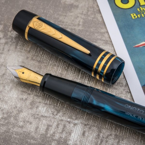 Onoto Magna Classic Blue Pearl & Gold Fittings fountain pen-9881