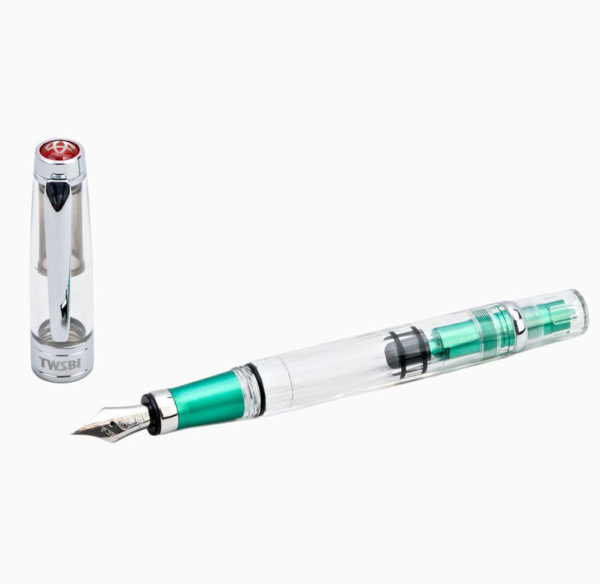 TWSBI 580 AL Emerald Green Fountain Pen Open