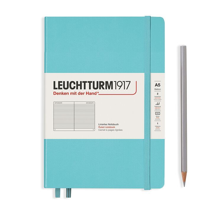 Leuchtturm 1917 A5 Softcover Notebook Aquamarine Ruled