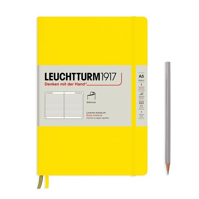 Leuchtturm 1917 A5 Softcover Notebook Lemon Ruled