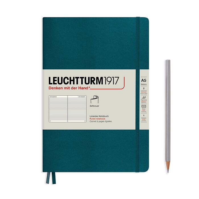 Leuchtturm 1917 A5 Softcover Notebook Pacific Green Ruled