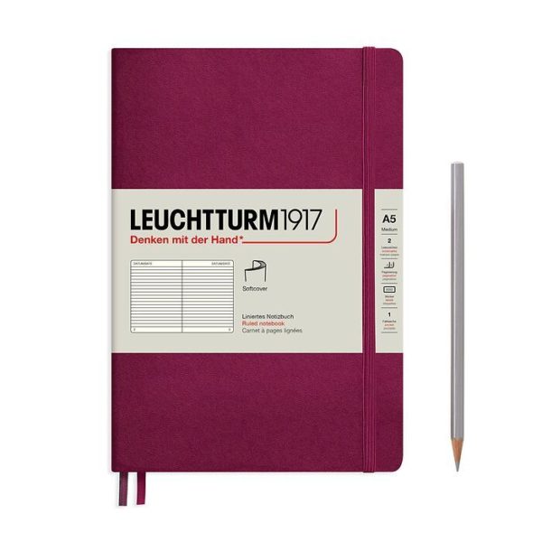 Leuchtturm 1917 A5 Softcover Notebook Port Red Ruled