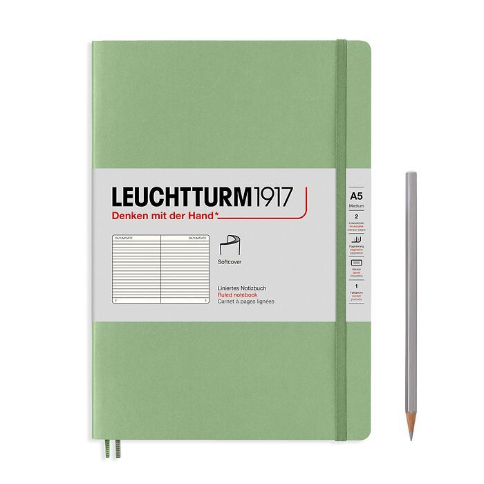 Leuchtturm 1917 A5 Softcover Notebook Sage Ruled