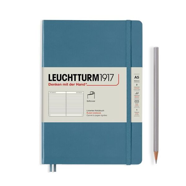 Leuchtturm 1917 A5 Softcover Notebook Stone Blue Ruled