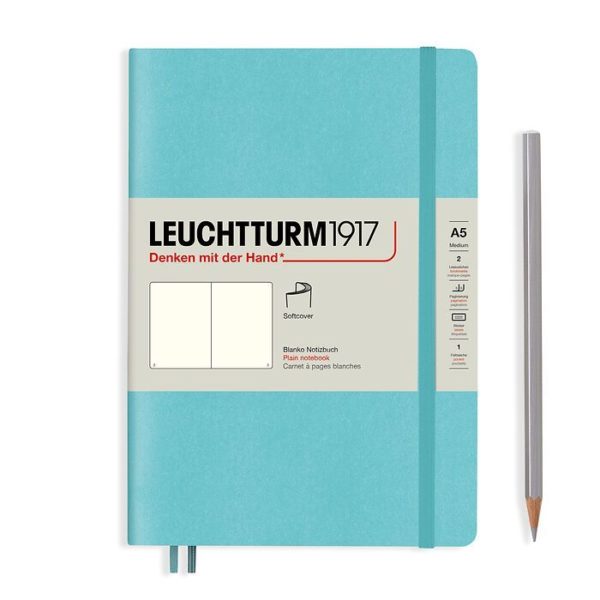 Leuchtturm 1917 A5 Softcover Notebook Aquamarine Blank