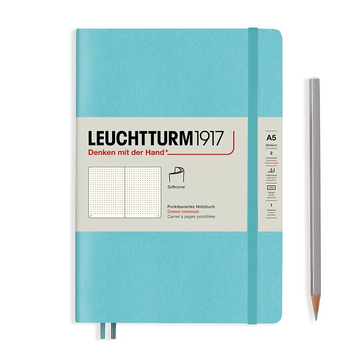 Leuchtturm 1917 A5 Softcover Notebook Aquamarine Dotted