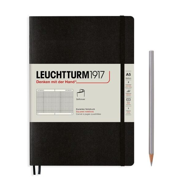 Leuchtturm 1917 (A5) Softcover Notebook Black, Squared