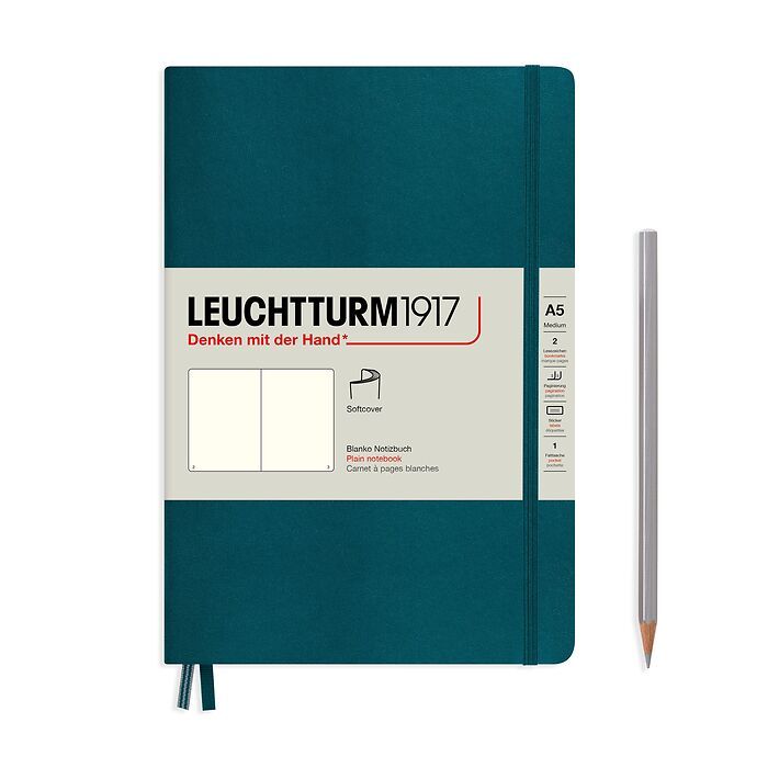Leuchtturm 1917 A5 Softcover Notebook Pacific Green Blank