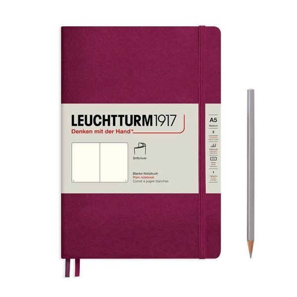 Leuchtturm 1917 A5 Softcover Notebook Port Red Blank