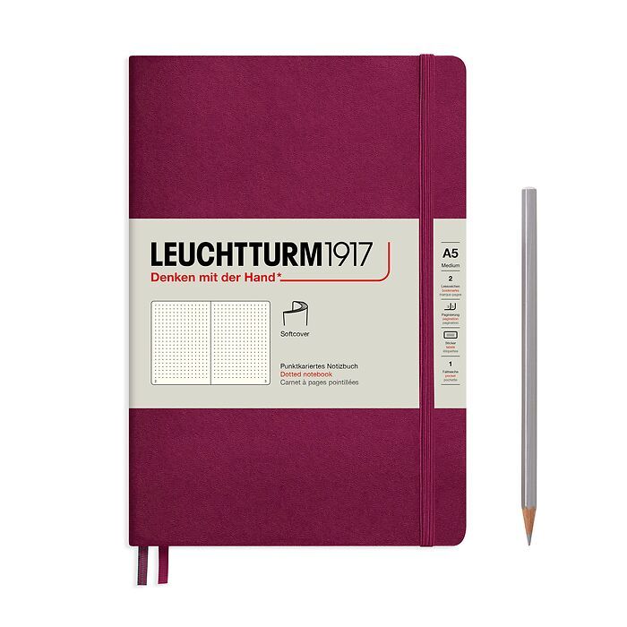 Leuchtturm 1917 A5 Softcover Notebook Port Red Dotted