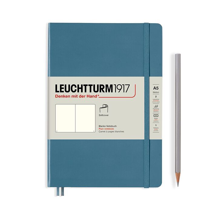 Leuchtturm 1917 A5 Softcover Notebook Stone Blue Blank