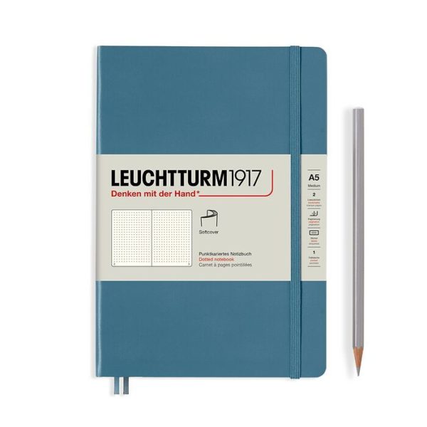 Leuchtturm 1917 A5 Softcover Notebook Stone Blue Dotted