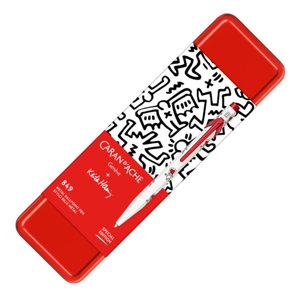 Caran d'Ache 849 Ballpoint Pen Keith Haring Special Edition White Tin