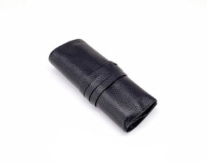 Taccia Leather Pen Roll Black Closed